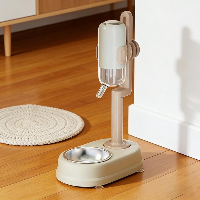 Pet Standing Water Dispenser Adjustable Height Multifunctional Pet Automatic Water Drinker for Small Animal Ferrets Cat Puppy, White