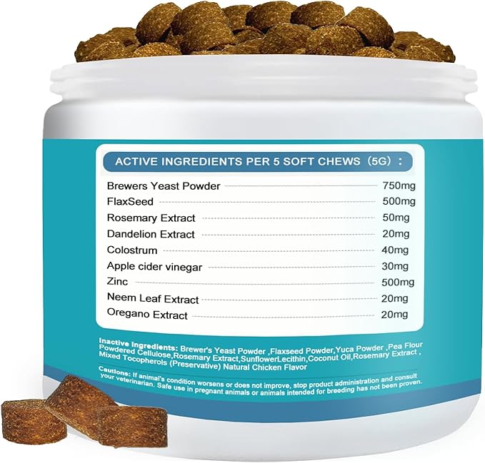 Dog Flea Treatment Chewable, Oral Flea Prevention for Dogs Chewable-Hip and Joint Support-Allergy and Immune Support for All Breeds and Sizes(Chicken Flavor, 150 Chews)
