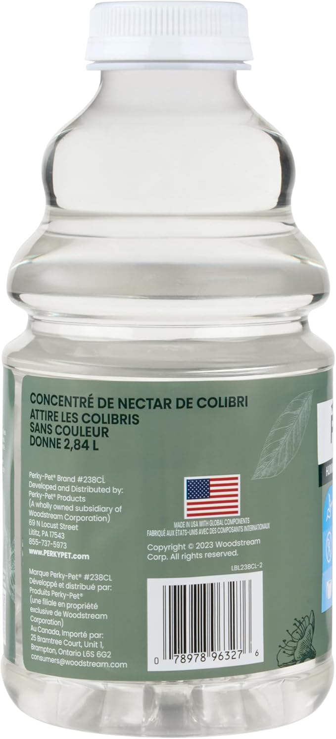 Perky-Pet Hummingbird Nectar Concentrate for Hummingbird Feeder - 32 oz - Makes 96 FL OZ of Food Nectar - 238CL,(Pack of 2)