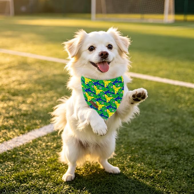 Lionet Paws Summer Football Dog Bandana Washable Cotton Handkerchief Scarf Triangle Football Club Game Bandana Bandana for Small Medium Dogs Girl Boy
