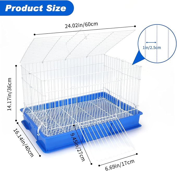 BWOGUE Small Rabbit Cage Indoor, Guinea Pig Cages with Water Bottle, Hangable Food Dish & Grid Mesh Floor, Bunny Enclosure for Hamster, Ferret, Rat, Chinchillas, Hedgehog and Small Animal