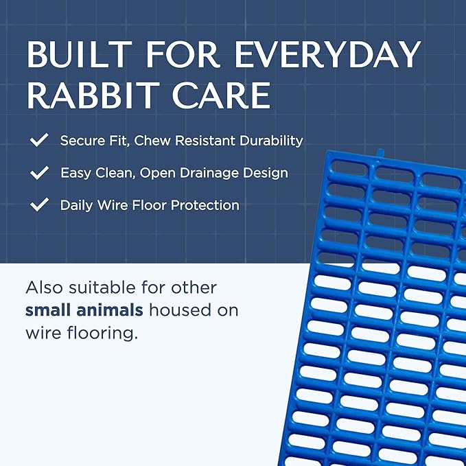 Premium Rabbit Cage Mats (Gray, 2 Pack) | Heavy Duty ABS Wire Floor Protectors | Prevent Sore Hocks & Feet for Bunnies | 15x10 in Floor Mat | Chew Resistant, Dishwasher Safe