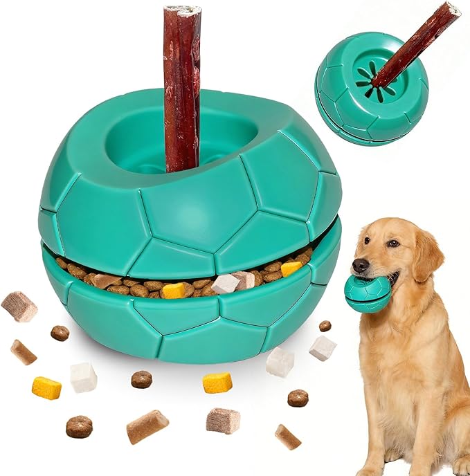Treat Dispensing Dog Toys & Bully Stick Holder, Durable Natural Rubber Chew Toys for Aggressive Chewers, Large/Medium Dogs, Interactive Puzzle to Relieve Boredom, Choking Prevention, Dishwasher Safe