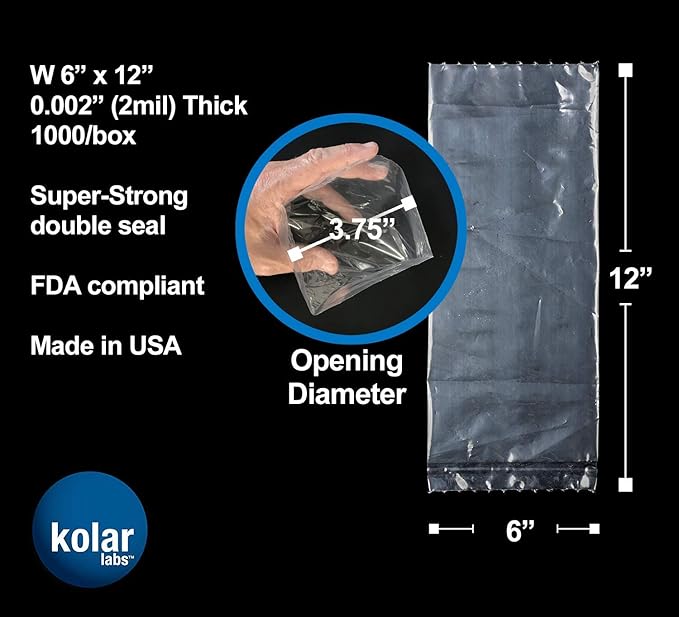 RESILIA Plastic, Leak-Proof Shipping Bags for Live Fish - 6" x 12" 2 Mil, 0.002 Inch, Double Bottom Seal, for Freshwater & Saltwater Fish, Case of 1000