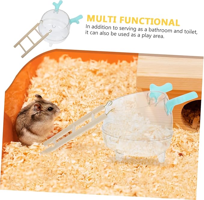 Totority Hamster Sand Bath Tub Litter Box 2-in-1 Hamster Bathroom Set Waterproof Small PET Toilet for Gerbils and Chinchillas Includes Bath Sand and Scoop Accessories