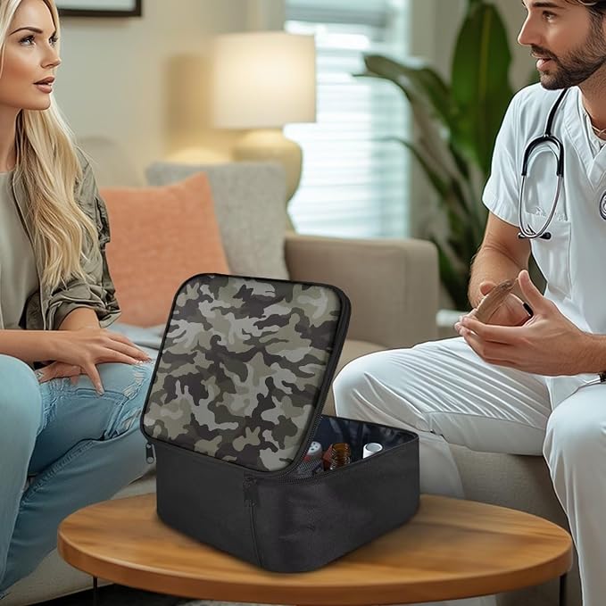 Rnyleeg Green Camo First Aid Bag Home Portable First Aid Kit Organizer for Travel Lightweight Emergency Medical Kit with Handle (Bag Only)