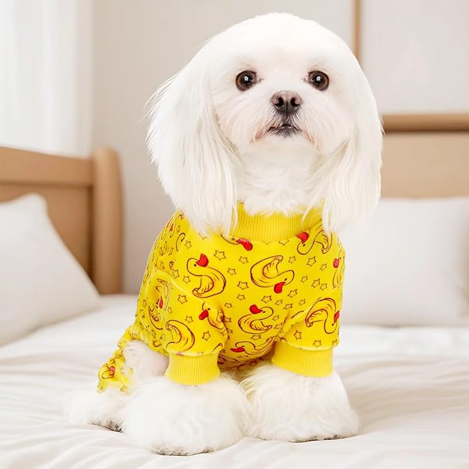 Paiaite Dog Pajamas Onesie: Comfortable Four-Legged Apparel for Small, Medium, & Large Dogs, Polyester Material for Comfort, Wrinkle Resistance, Moisture Wicking, Stretchiness Rotating Duck 4XL