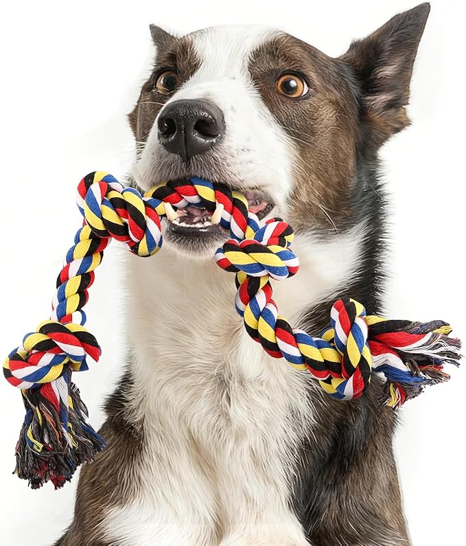 QDAN Dog Rope Toys for Aggressive Chewers, Indestructible Dog Toy, Tough Cotton Chew Toy for Medium Large Dogs