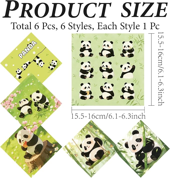 CREATCABIN 6Pcs Glasses Cleaning Cloth Microfiber Cleaning Cloths Suede Fiber Glasses Cleaner Wipes Soft Washable Microfiber Reusable for Eyeglasses Camera Lens Laptops Screens Phone 6 x 6 Inch Panda