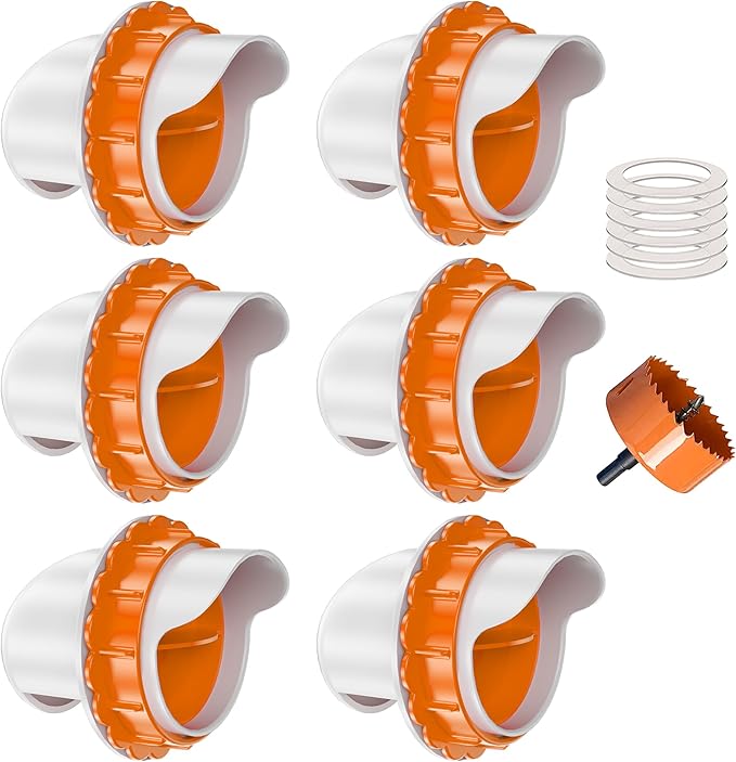 ZenxyHoC DIY Chicken Feeders No Waste, 6 Ports Poultry Feeder with Hole Saw for Buckets Troughs Orange