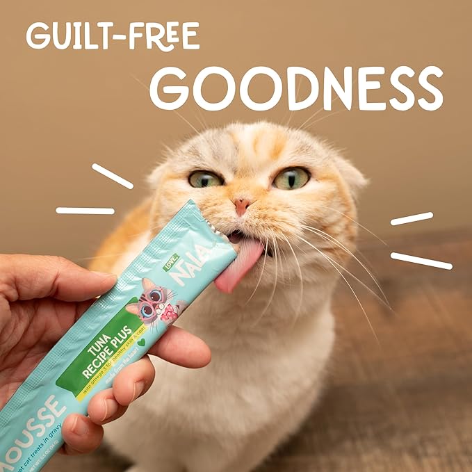 LOVE, NALA Digestive Health Chicken + Prebiotic Mousse Cat Treats – Lickable Squeeze-Up Puree, Topper or Treat – Grain-Free, 4 Pack – Human-Grade Protein, Non-GMO, No Artificial Additives