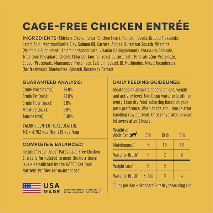 Instinct FreshDried Pates, Freeze Dried Cat Food, Grain Free - Cage-Free Chicken Entrée, 3 oz. Bag