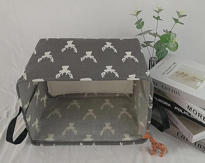 Kid Storage Basket Gift Shelf Basket Toy Storage Bin, Nursery Basket Organizer Box for Children Room Deco With Handles (Grey deer)