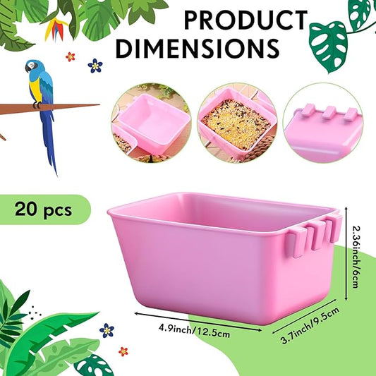 Maxdot 20 Pcs Chicken Water Feeder Cups 16 oz Pigeon Bird Feeder Cups Hanging Cage Chicken Water Cup for Pet Parrot Rooster Parakeet Bunny Gamefowl Poultry Wire Hutch(Pink)