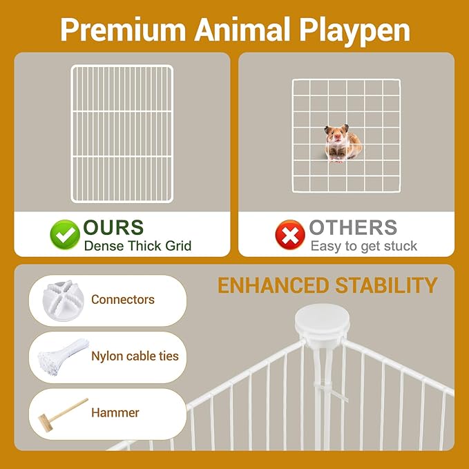 VISCOO 12 Panels Guinea Pig Cages, 48" x 24" x 16" DIY Small Animal Playpen with Waterproof Mat, C&C Cage for Guinea Pigs, Bunny, Hamsters, Indoor Portable Metal Wire Yard Fence Rabbit Cage
