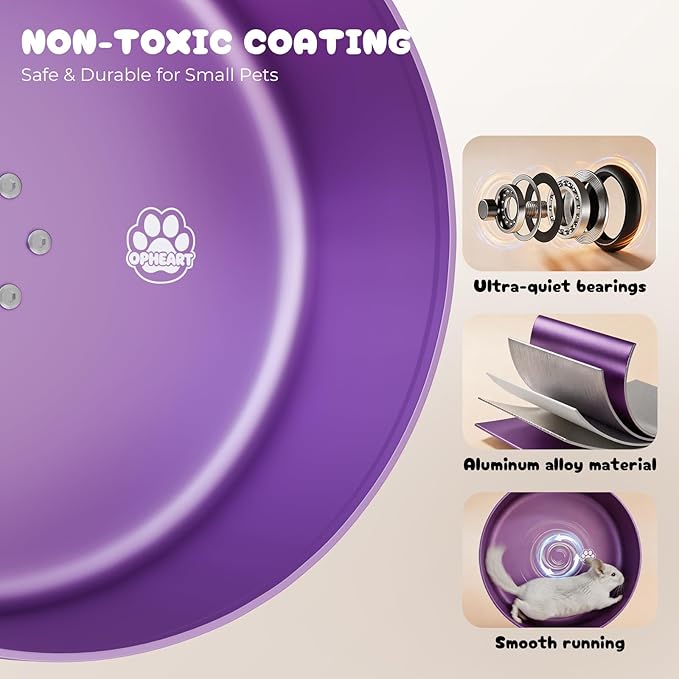 15" Silent Chinchilla Running Wheel, Aluminum Alloy Noiseless Exercise Wheel, Small Animal Running Wheel, Ultra Smooth Bearing, Large Comfort Wheel for Chinchilla, Hamster, Hedgehog & Small Pets