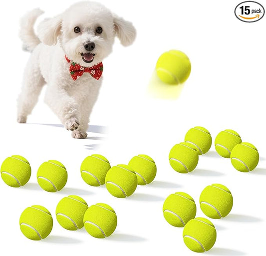 15 Pack Small Tennis Balls for Dogs, Easy Catching Pet Balls for Exercise and Fetch, 2-inch Dog Tennis Ball, Interactive Toys