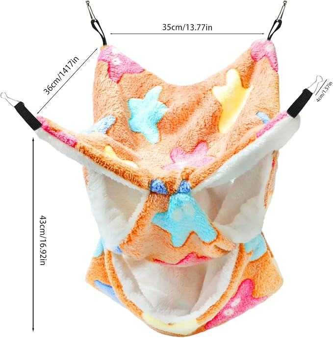 3-Tier Small Pet Hammock - Pet Hanging Nap Sack, Sleep Bag Bed, Hanging Bed for Multi-Pet Cages, Cage Hammock Beds for Rat, Ferret, Sugar Glider, Hamster, Squirrel