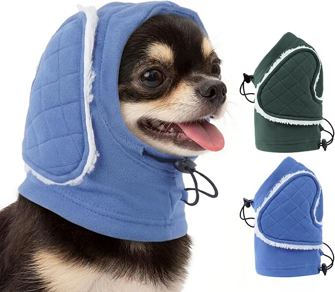 MIGOHI Adjustable Dog Ear Cover for Small Dogs,Dog Ear Muffs with Sound-Absorbing Pads,Head Wrap Calming Hoodie for Dogs Noise Anxiety,Thunder,Fireworks,No Flap Ear Wraps for Dogs Hematoma,M,Blue