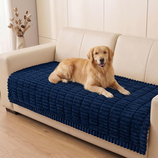 Smiry Couch Cover for Dogs, Non Slip Washable Sofa Protector for Pets, Soft Furniture Cover for Pet, Stylish Sofa Covers, Cozy Protect Against Fur, Dirt & Everyday Messes (Navy, 35.4" x 82.7")