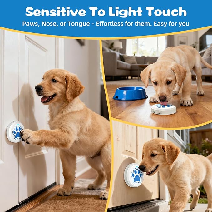 Dog Bells To Go Outside Puppy Dog Bell for Door Potty Training with 28 Ringtones Doorbell Integrated Chew-Proof Design Potty Train Bells Your Doggy to Ring The Bell Adjustable Volume (0-115dB)