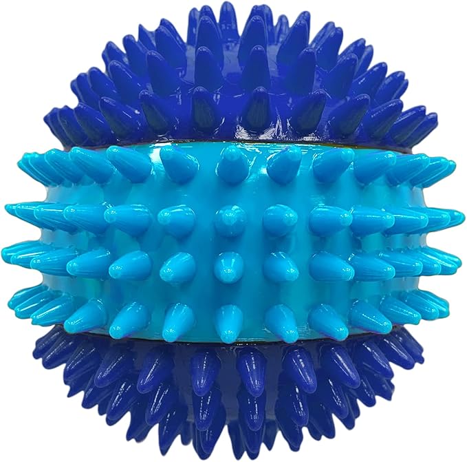 Nerf Dog 3.7in TPR 3-Part Spike Squeak Ball Dog Toy - Dark Blue/Light Blue (Pack of 2)