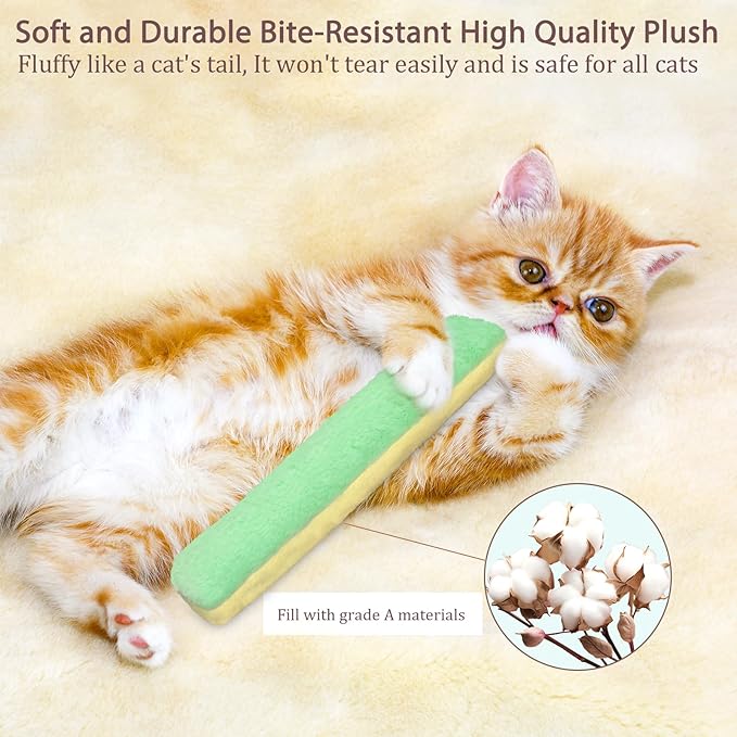 Retro Shaw Refillable Catnip Toys for Indoor Cats, 3 Pack, Cat Toys Pillows with Crinkle Sound, Interactive Kitten Kicker Cats Nip Chew Kitty Kick Stick Toy for Exercise (8 Inches)