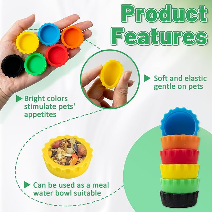 30 Pcs Crested Gecko Food and Water Feeding Cups, Colorful Water Bowl, Reptile Food Dish for Tortoise, Small Pet and Crab (Multicolor)