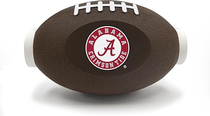 NCAA Alabama Crimson Tide Football Treat Dispensing Toy for Dogs and Cats, Rubber Ball Pet Toy, Interactive Fun Doggie Treat Toy, Natural Rubber Feeding Toy