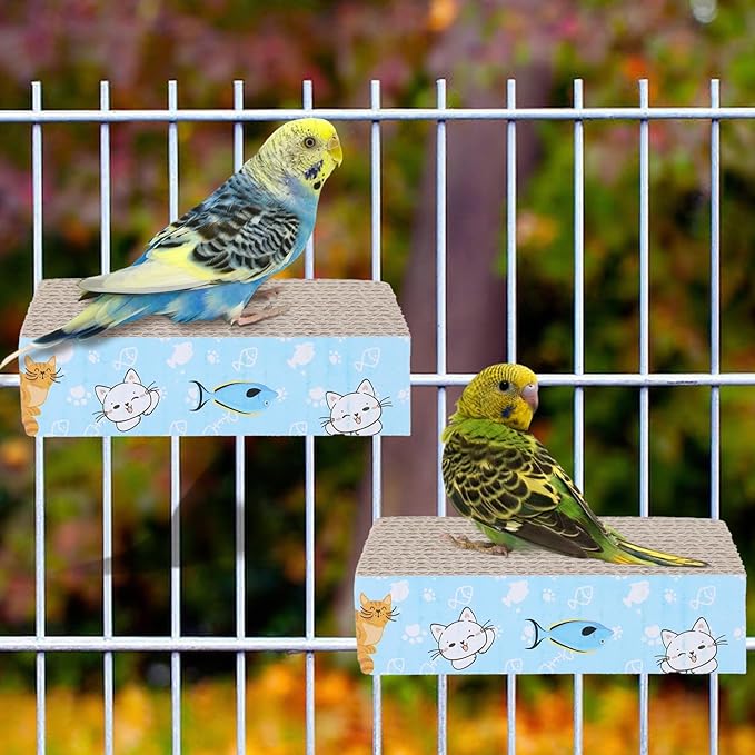ElevateTech 2 PCS Bird Chew Toy Parrot Cage Perch Cardboard Platform Bird Paw Grinding Stand for Cage Birds Resting Platform Stand Parrot Playground Exercise Toys ParakeetsCage Accessories