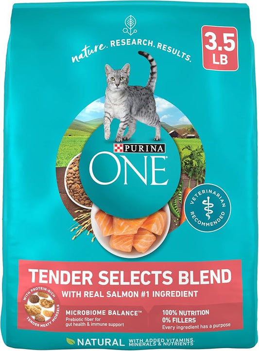 Purina ONE Natural Dry Cat Food, Tender Selects Blend With Real Salmon - 3.5 lb. Bag