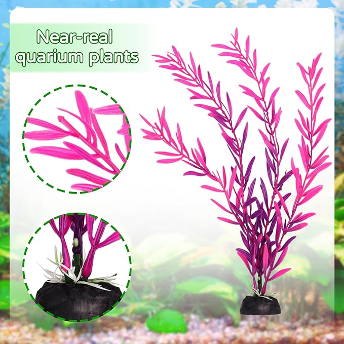QUOZUO 25 Pack Aquarium Plants, Fish Tank Decor Colorful Plants Artificial Aquarium Decorations for Household and Office Aquarium Simulation, Small to Large