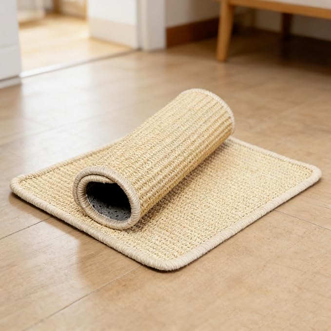 Pumtus 4 Pcs Rabbit Scratch Mat, 16 x 12 in Natural Sisal Bunny Scratching Pad, Rabbit Claws Teeth Care Resting Rug, Animal Chew Toy Forage Cage Accessories for Grinding, Biting, Sleeping, Nesting