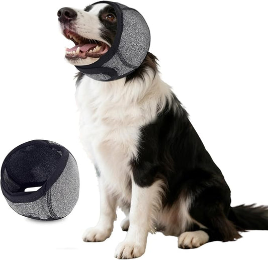 Dog Calming Hoodie,Ear Wrap Hematoma for Dogs,Dog Ear Muffs Noise Protection, Adjustable Head Cover for Anxiety Relief (Grey, Medium(Head Circle:14"-19",Weight:39-66 lb))
