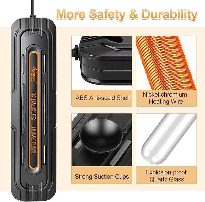 hygger Aquarium Heater, 600W/1200W Adjustable Power Fish Tank Heater with Digital Display External Controller, Automatic Power-Off Protection Heater for 132-238 Gallons Freshwater and Saltwater Tank