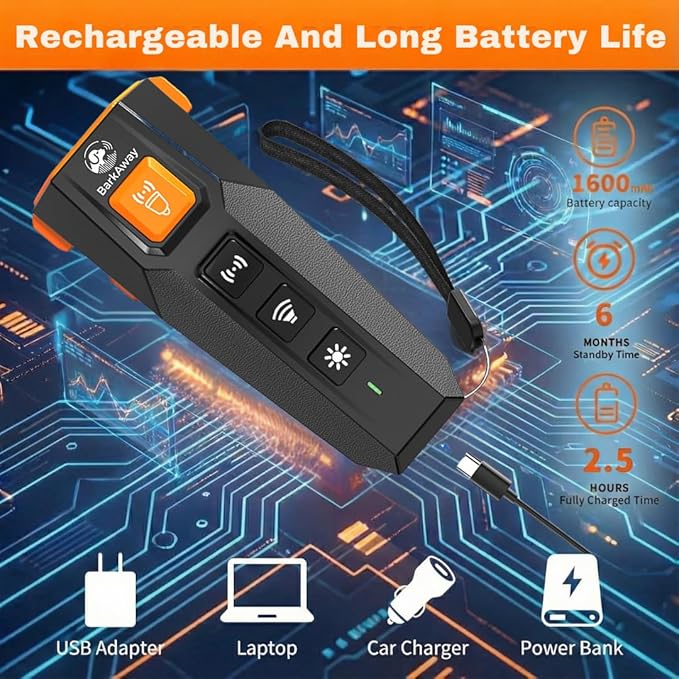 Ultrasonic Dog Bark Deterrent Device - 4 Training Modes, Rechargeable with LED Flashlight, Stop Neighbor's Dog Barking, Humane Long Range Anti-Bark Tool Indoor/Outdoor