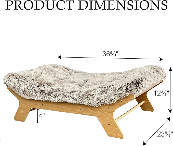 Elevated Dog Bed 36⅝" × 23⅝" × 12⅜", Raised Wooden Medium Dog Bed Frame and Mattress for Medium Pets up to 50 lbs