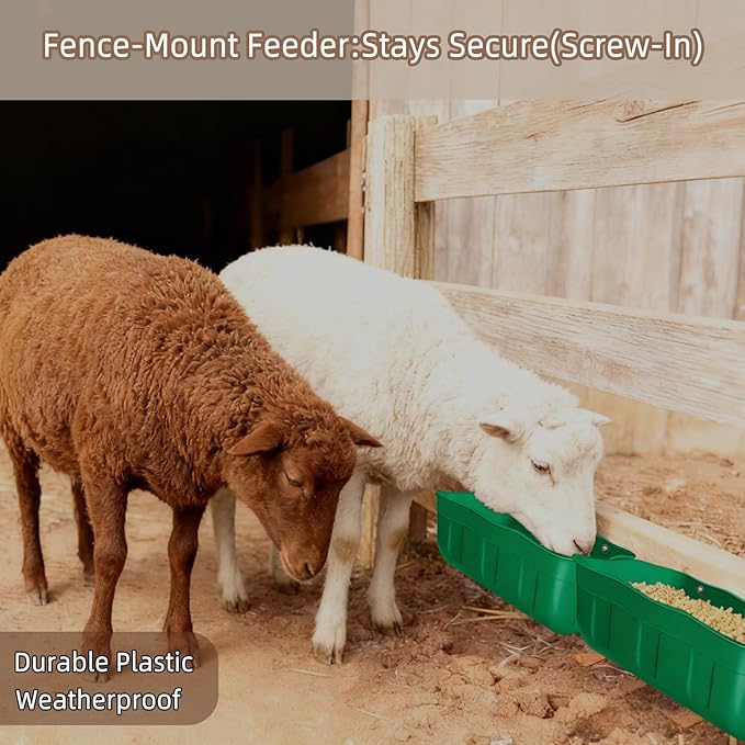 Chicken Feeder Waterer,Hanging Goat Feeders,Feed Trough 3.5 Quart 2 Pack,Hanging Fence Feed Trough for Poultry Livestock,Green