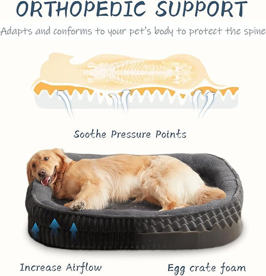 Orthopedic Dog Bed for Puppy,Extra Small Dogs Breeds,Oval Cat Bed,High Density Egg Crate Foam Dog Sofa Beds,Pet Couch Bed with Four Sided Bolster,Removable Washable Cover&Non-Slip Bottom