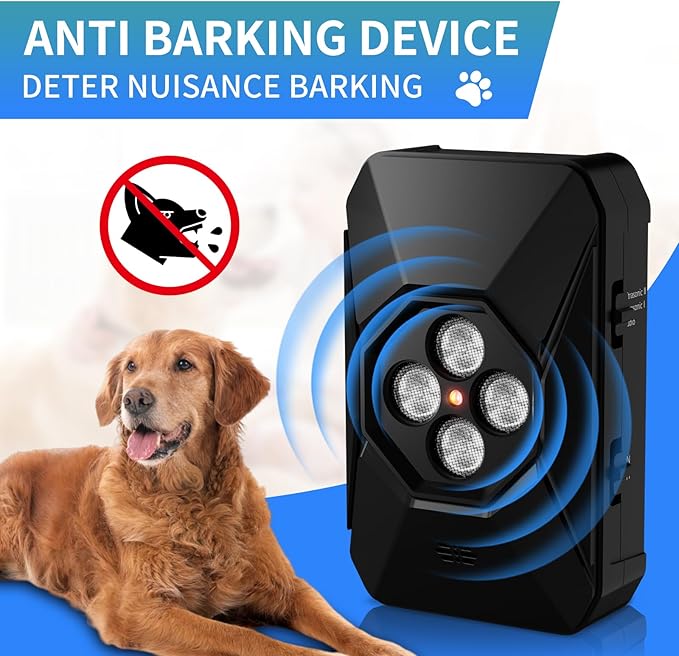 Anti Barking Device for Dogs - 50FT Dog Barking Deterrent Device - 3 Modes Ultrasonic Stop Dog Barking - Rechargeable Bark Stopper Indoor Outdoor Home Garden Automatic Bark Alarm Tool Dogs (Black)