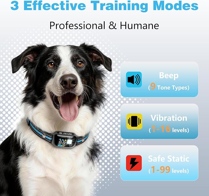 2-in-1 Dog Shock & Bark Collar Combo - New Updated Automatic Bark Collar & 3300Ft Remote Training Collar with 3 Training Modes for 7-120lbs Small Medium Large Dogs, IPX7 Waterproof E-Collar