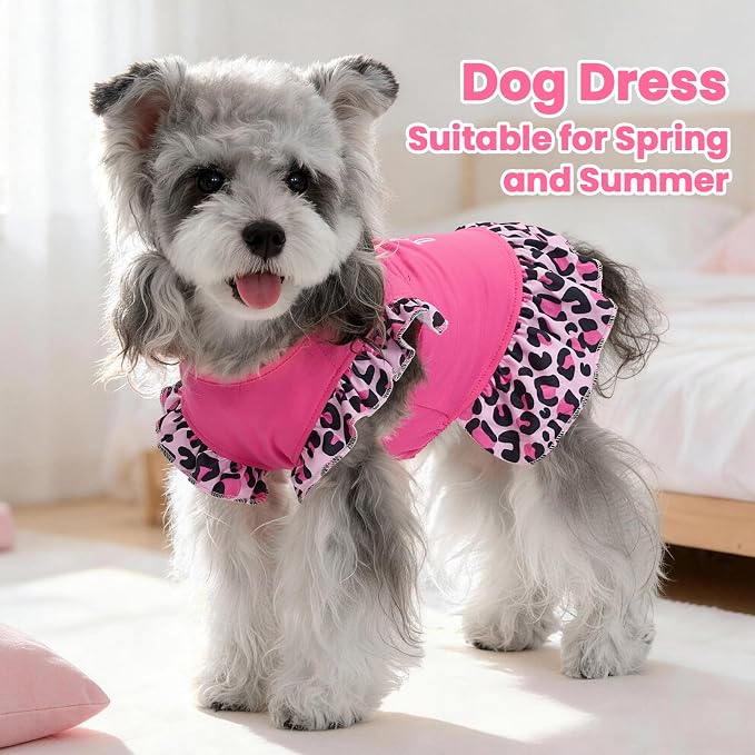 XPUDAC 4 Pack Cute Dog Dress for Small Dog, Floral Puppy Dress Sweet Girl Pet Skirt Outfits Colorful for Birthday Holiday Spring Summer Pet Clothes for Girls, L