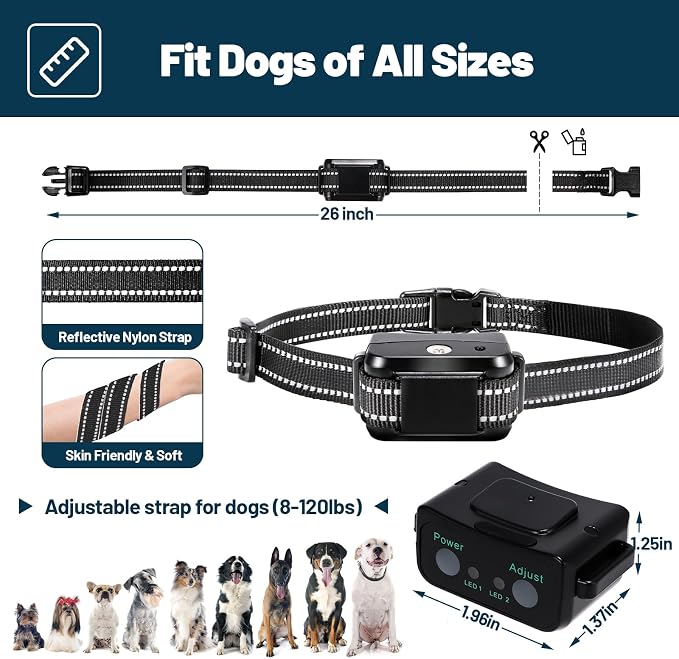Citronella Bark Collar, Rechargeable Anti Bark Collar [1 Citronella Spray Refill] 2 Adjustable Spray & Sensitivity Level Humane No Shock Barking Collar for Small Medium Large Dogs/Breed