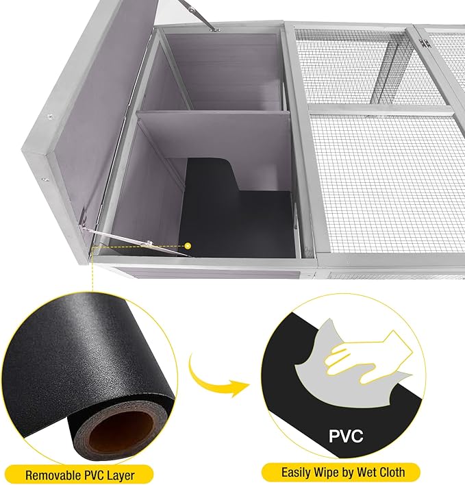 Aivituvin Rabbit Hutch Outdoor Large, Bunny Cage Indoor for 2 Rabbits, Poultry Playpen Duck Cage Playpen for Small Animals with Easy to Clean PVC Layer