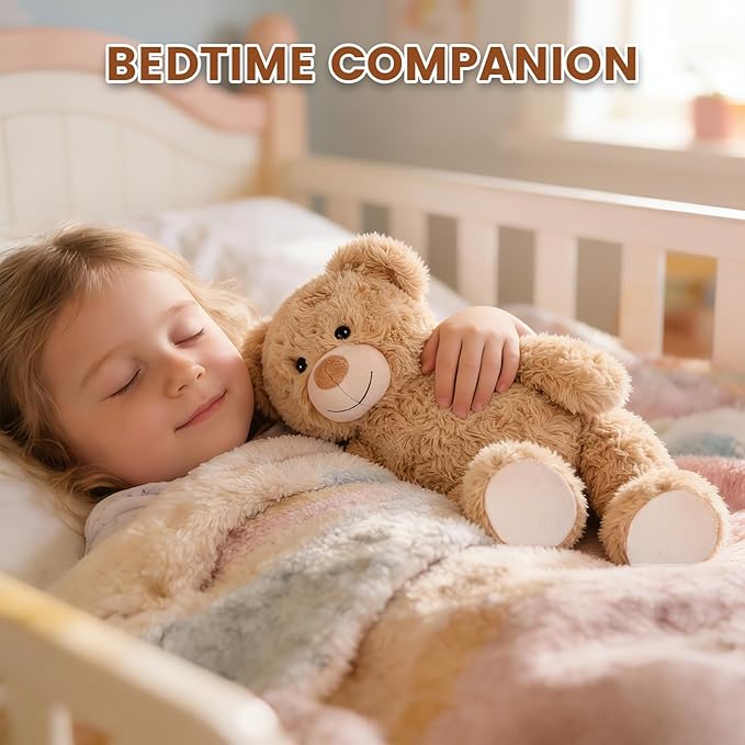 SuzziPals Teddy Bear Stuffed Animals, Microwavable Stuffed Animal Heating Pads for Heat Therapy, Stress Relief Toy for Anxiety, Cuddle, Companion, Bear Plush Gifts for Girls Boys Adults