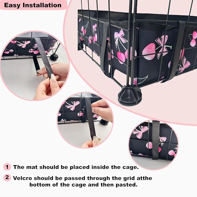 DZWLKJ Guinea Pig Cage Liner,Washable Tarp Bottom Base,Cherry Graphic,36"x36", Reusable for Rabbit, Chinchilla, Hedgehog, Ferret & Other Small Animals.