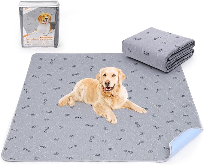 Dog Pee Pad Washable 65x48 Large, Fast Absorption Reusable Puppy Pads, Waterproof Pet Training Pads,Non-Slip Bone Print Whelping Pad for Dog Playpen, Incontinence, Housebreaking