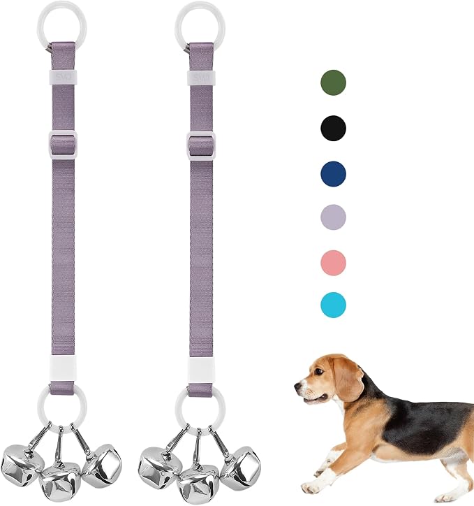 SVD.PET 2 Packs Dog Doorbells to Go Outside for Potty Training, Puppy Dog Bells with Hanging Ring Attachable to Door Knob or Anywhere Near the Door, Height Adjustable, Loud Jingle Bells (Light Purple)