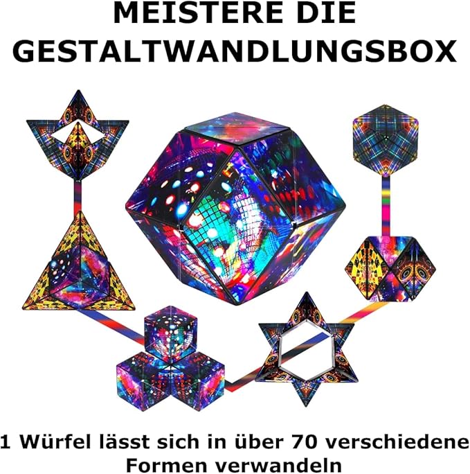 Shashibo Shape Shifting Box - Award-Winning STEM Fidget Toy with Ultra Strong Magnets - Puzzle Cube Transforms Into 100+ Shapes, Perfect Sensory Gift for Kids, Teens, and Adults (Disco Plaid)