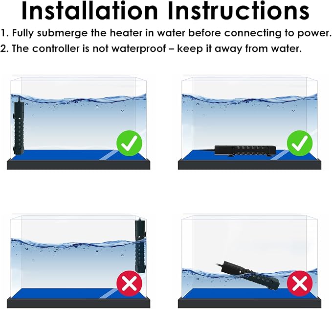 200W Aquarium Heater, Adjustable Fish Tank Heater, with Digital Display, Overheat Protection & Dry Run Protection, for 20-40 Gallon Water